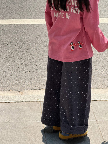 ロングパンツ・スウェットパンツ ピンドットロングワイドルーズパンツ【mh0010582】