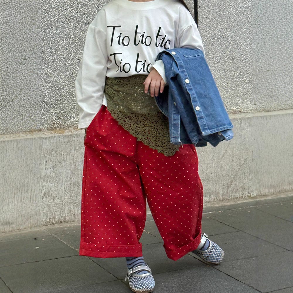 ロングパンツ・スウェットパンツ ピンドットロングワイドルーズパンツ【mh0010582】