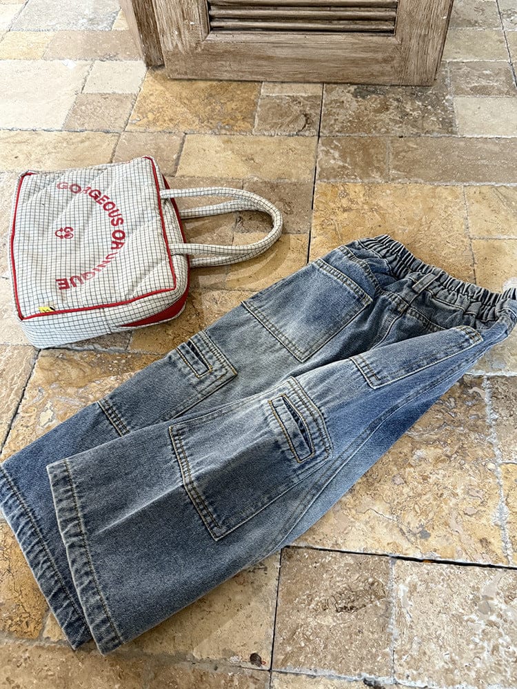 デニムパンツ カーゴポケットワイドルーズデニムパンツジーンズ【mh0010590】