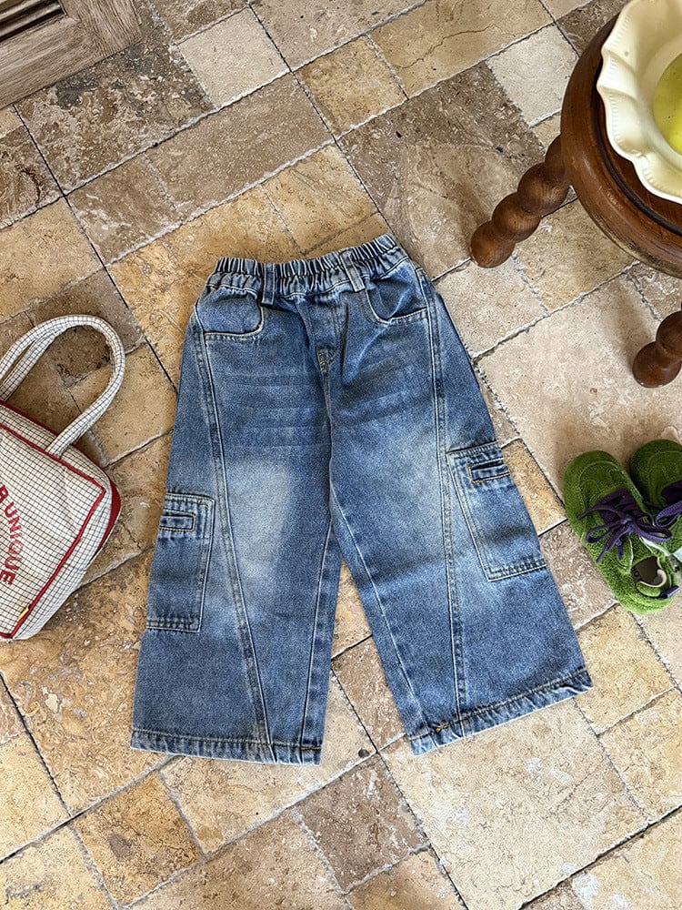 デニムパンツ カーゴポケットワイドルーズデニムパンツジーンズ【mh0010590】