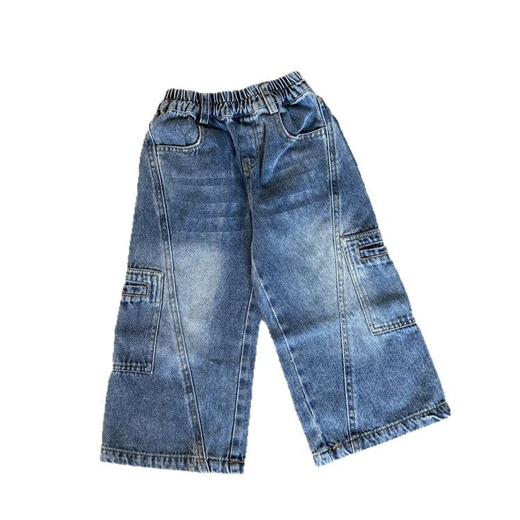 デニムパンツ カーゴポケットワイドルーズデニムパンツジーンズ【mh0010590】