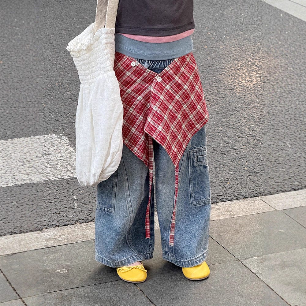 デニムパンツ カーゴポケットワイドルーズデニムパンツジーンズ【mh0010590】