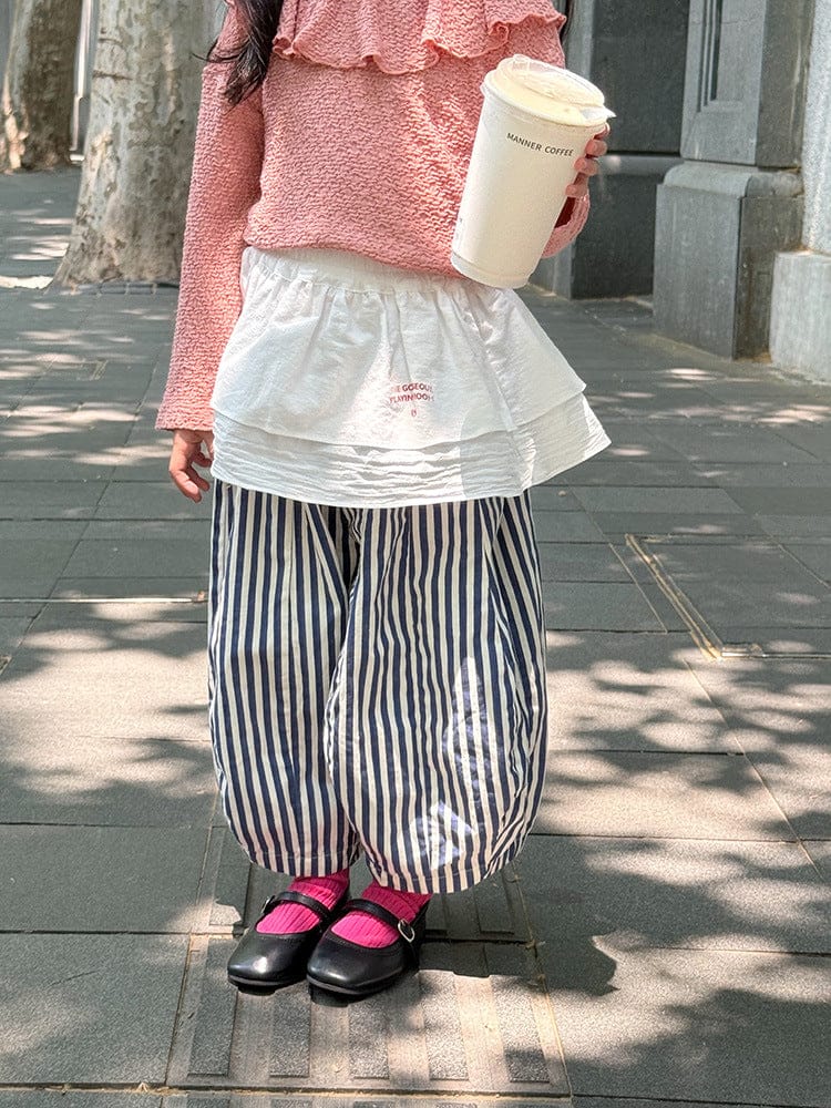 ロングパンツ・スウェットパンツ ストライプルーズワイドバルーンパンツ【mh0010591】