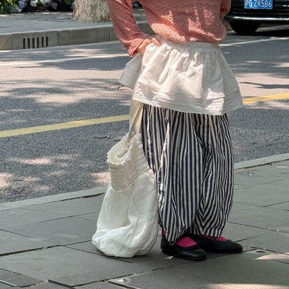 ロングパンツ・スウェットパンツ ストライプルーズワイドバルーンパンツ【mh0010591】