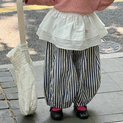 ロングパンツ・スウェットパンツ ストライプルーズワイドバルーンパンツ【mh0010591】