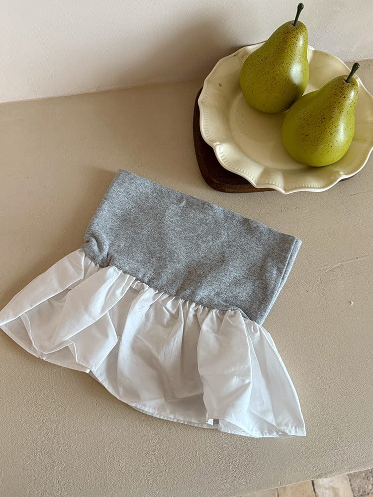 長袖セットアップ チェック長袖シャツ/裾フリルチューブトップ/ニットミニスカート【mh0010594】