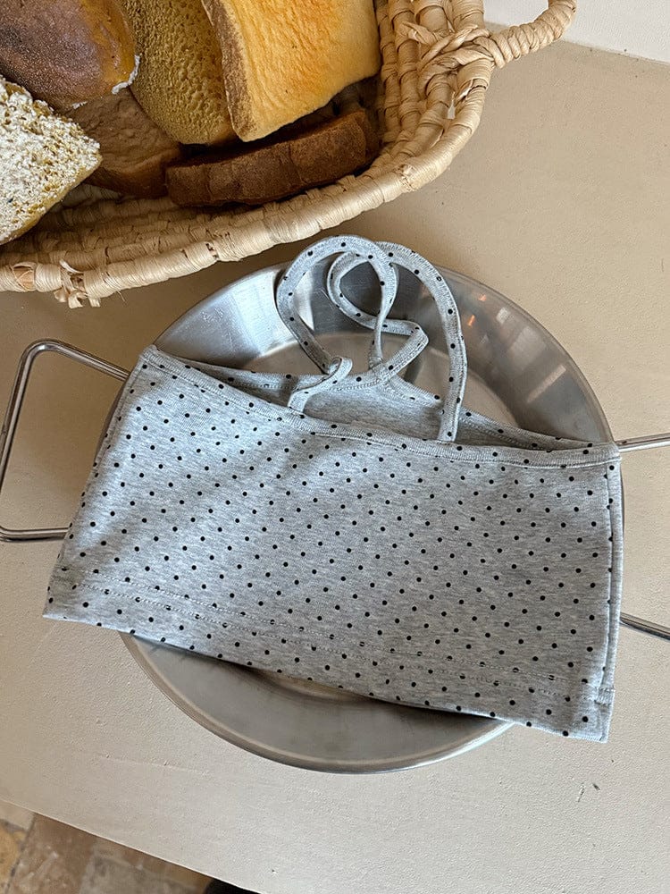 タンクトップ・キャミソール・ノースリーブトップス ピンドットホルターネックキャミベストトップス【mh0010595】