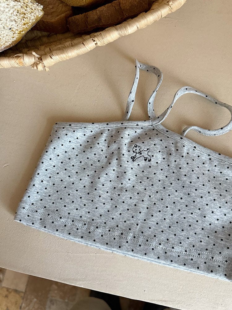 タンクトップ・キャミソール・ノースリーブトップス ピンドットホルターネックキャミベストトップス【mh0010595】