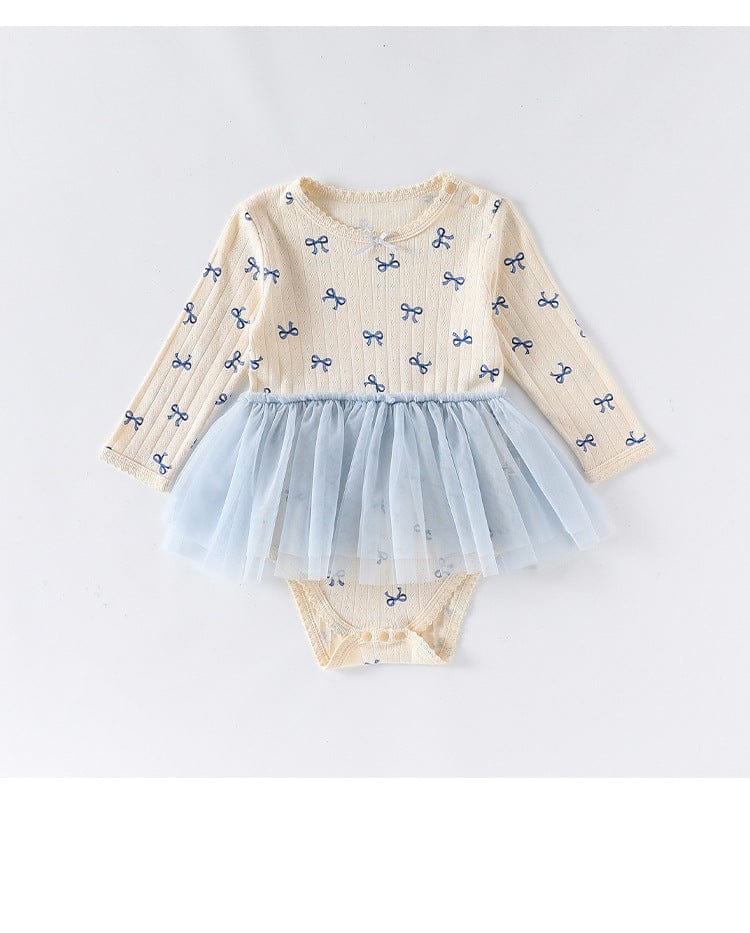 長袖ロンパース ハート/リボンチュールスカートドッキング長袖ロンパース【mh0010720】