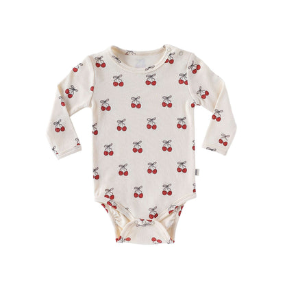 ロンパースセットアップ チェリー/気球プリント長袖ロンパース/パンツ【mh0010721】