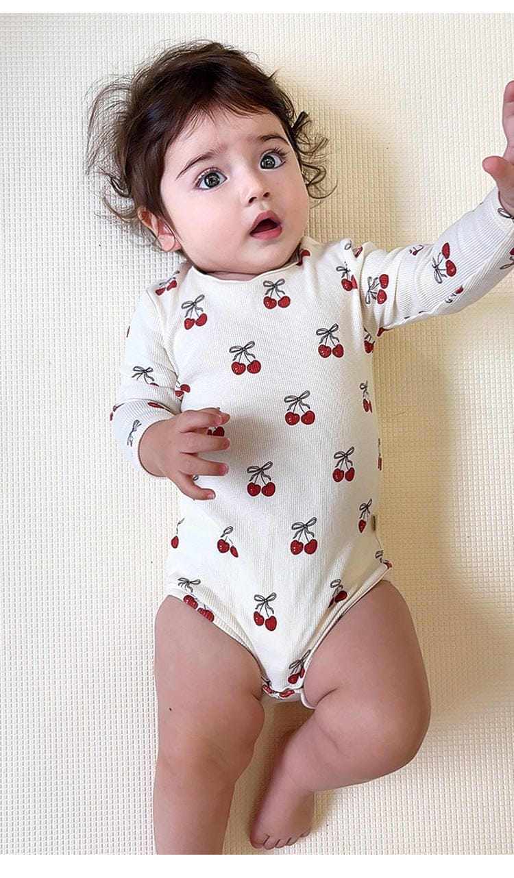 ロンパースセットアップ チェリー/気球プリント長袖ロンパース/パンツ【mh0010721】
