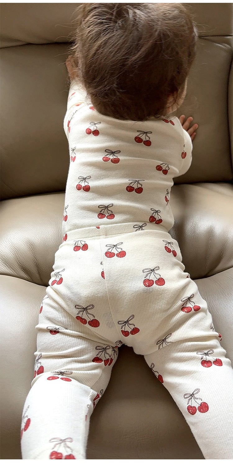 ロンパースセットアップ チェリー/気球プリント長袖ロンパース/パンツ【mh0010721】