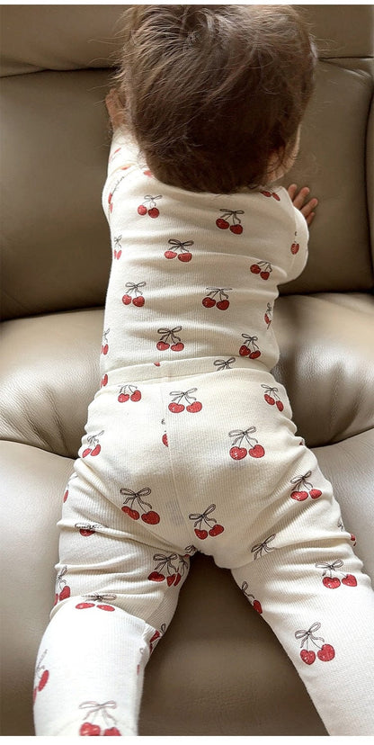 ロンパースセットアップ チェリー/気球プリント長袖ロンパース/パンツ【mh0010721】