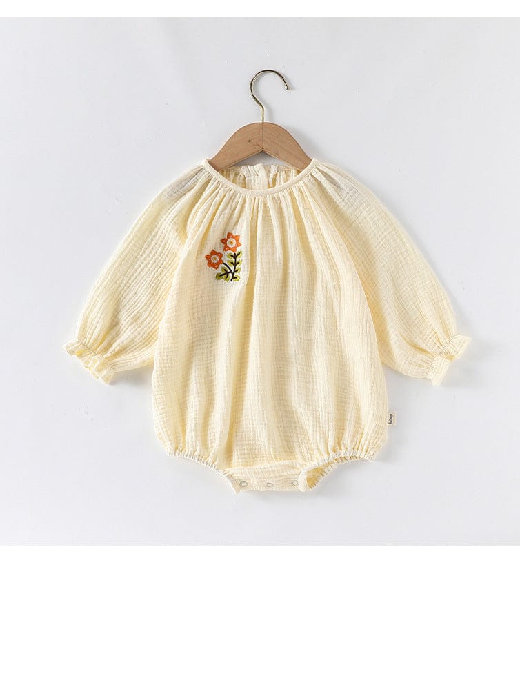 長袖ロンパース フラワー刺繍ルーズ長袖ロンパース【mh0010722】