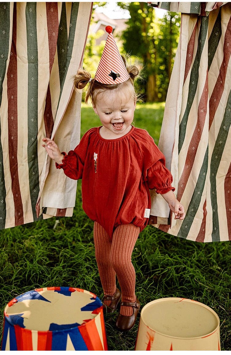 長袖ロンパース フラワー刺繍ルーズ長袖ロンパース【mh0010722】