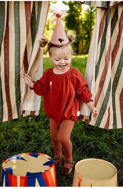 長袖ロンパース フラワー刺繍ルーズ長袖ロンパース【mh0010722】