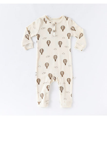 長袖ロンパース チェリー/気球プリント長袖ジャンプスーツロンパース【mh0010723】