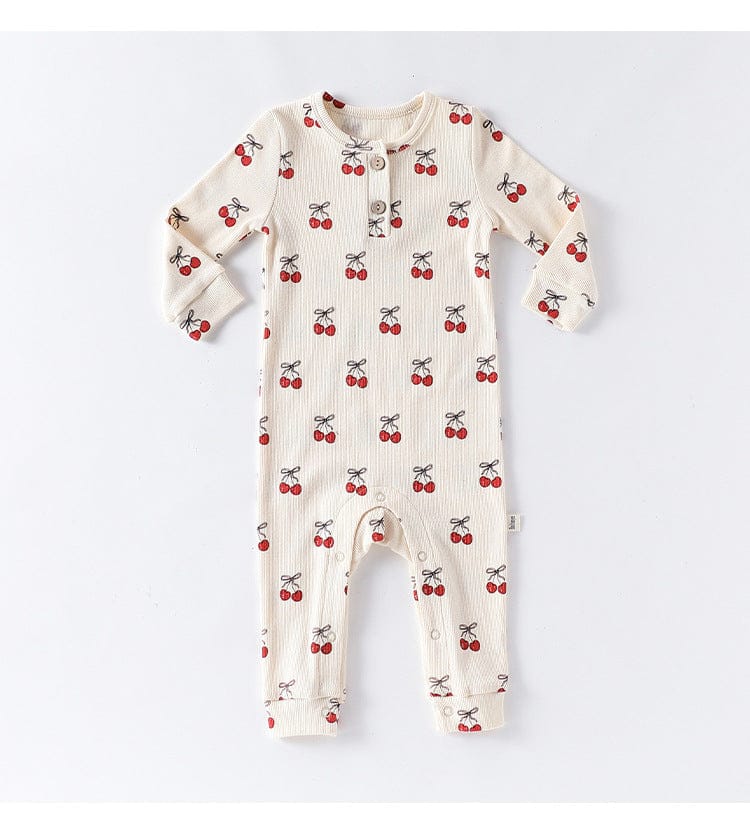 長袖ロンパース チェリー/気球プリント長袖ジャンプスーツロンパース【mh0010723】