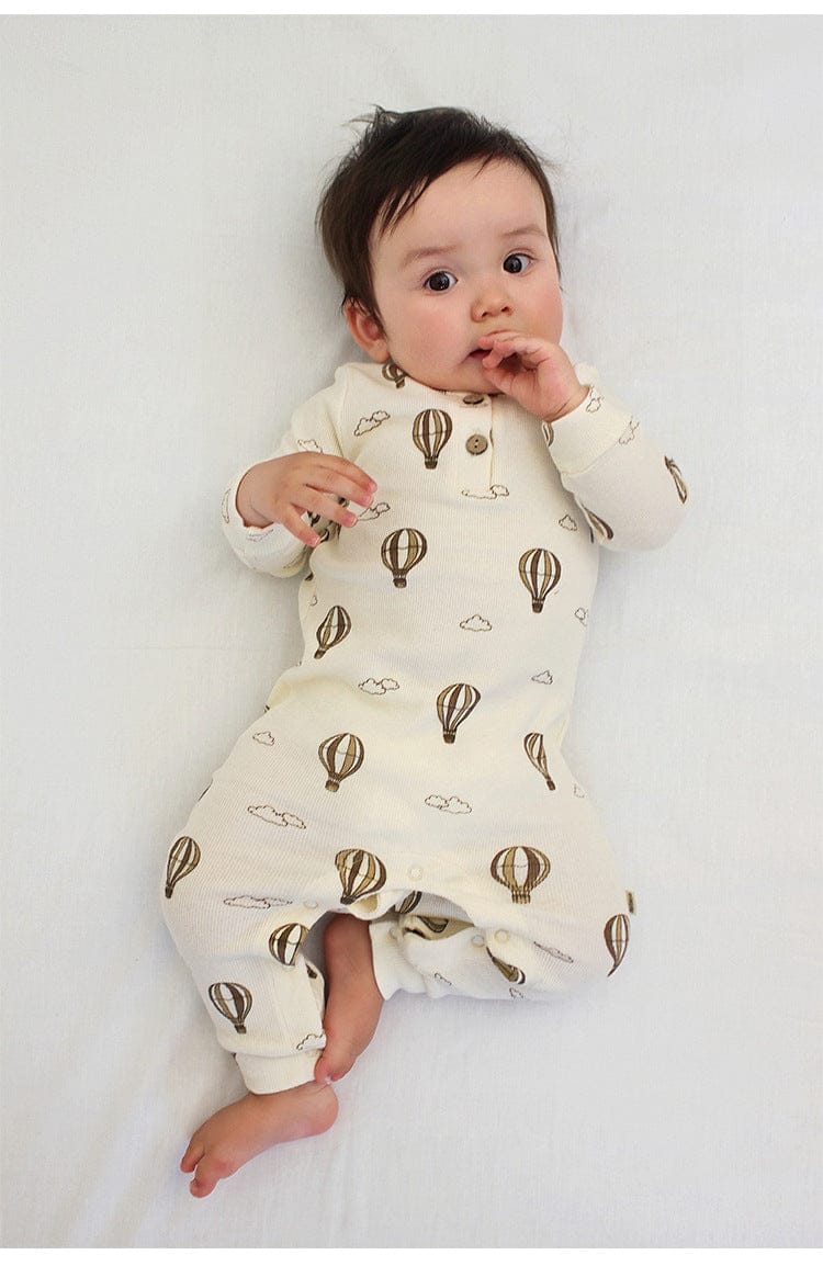 長袖ロンパース チェリー/気球プリント長袖ジャンプスーツロンパース【mh0010723】