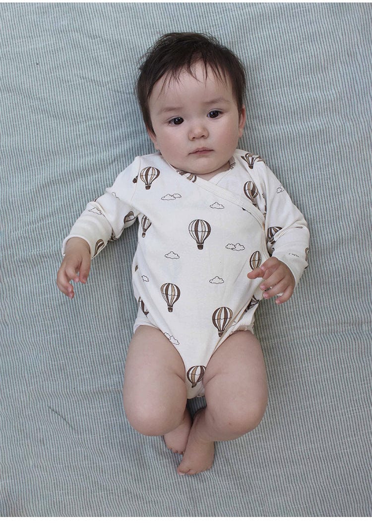 ロンパースセットアップ チェリー/気球プリント長袖肌着ロンパース/パンツ【mh0010724】