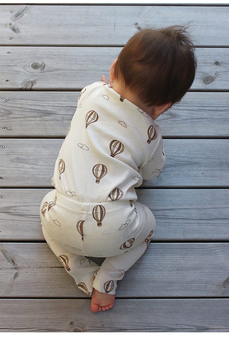 ロンパースセットアップ チェリー/気球プリント長袖肌着ロンパース/パンツ【mh0010724】