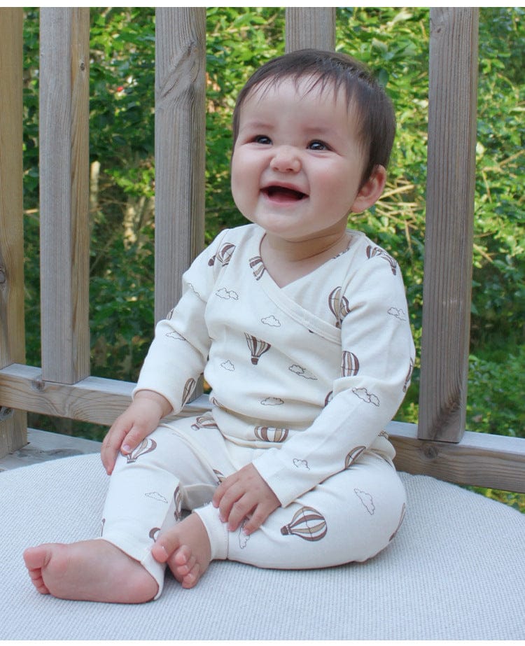 ロンパースセットアップ チェリー/気球プリント長袖肌着ロンパース/パンツ【mh0010724】