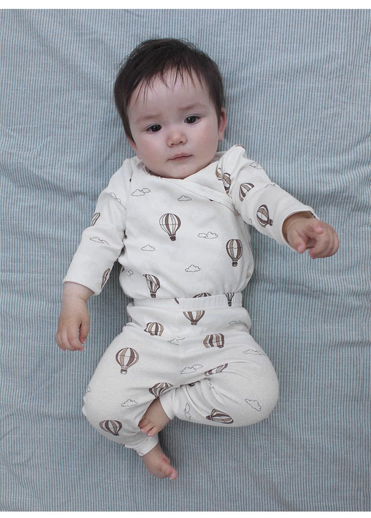 ロンパースセットアップ チェリー/気球プリント長袖肌着ロンパース/パンツ【mh0010724】