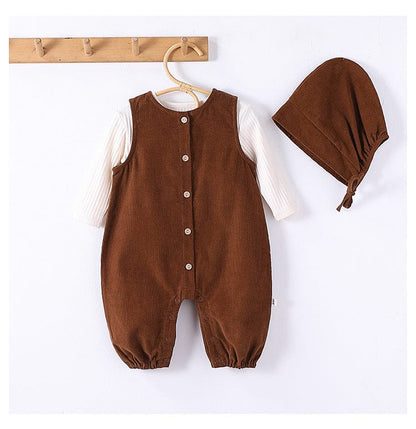 ノースリーブジャンプスーツ 前あきノースリーブジャンプスーツ+ボンネット帽子セット【mh0010729】