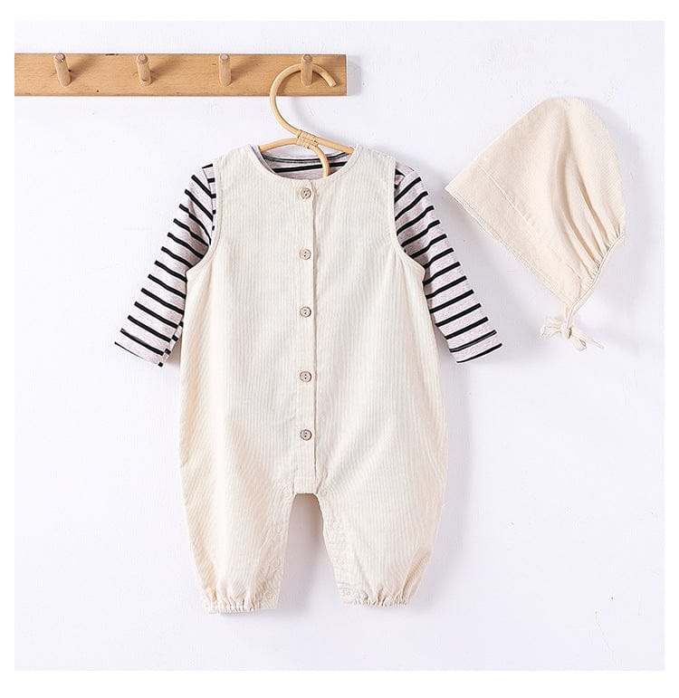 ノースリーブジャンプスーツ 前あきノースリーブジャンプスーツ+ボンネット帽子セット【mh0010729】