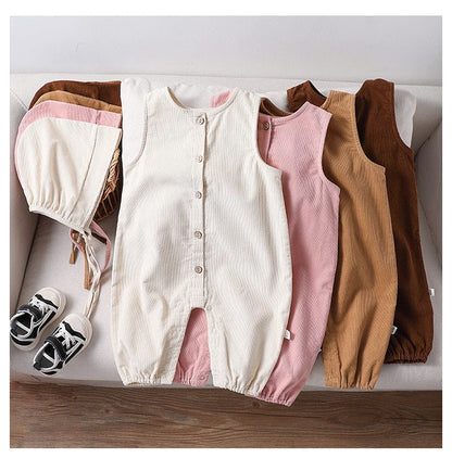 ノースリーブジャンプスーツ 前あきノースリーブジャンプスーツ+ボンネット帽子セット【mh0010729】