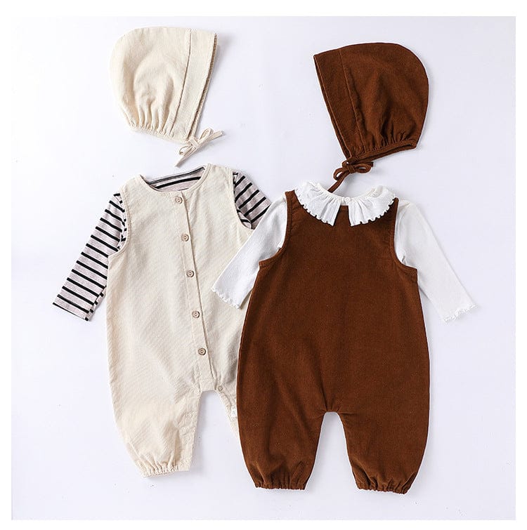 ノースリーブジャンプスーツ 前あきノースリーブジャンプスーツ+ボンネット帽子セット【mh0010729】