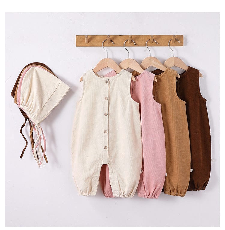 ノースリーブジャンプスーツ 前あきノースリーブジャンプスーツ+ボンネット帽子セット【mh0010729】