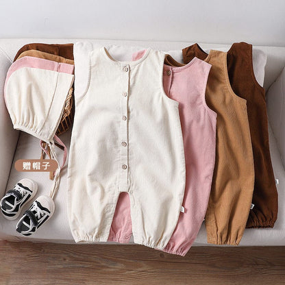 ノースリーブジャンプスーツ 前あきノースリーブジャンプスーツ+ボンネット帽子セット【mh0010729】