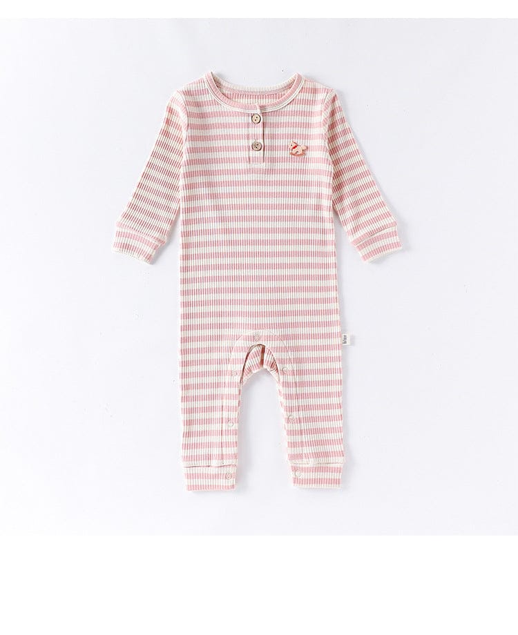 長袖ロンパース ボーダー長袖ジャンプスーツロンパース【mh0010731】