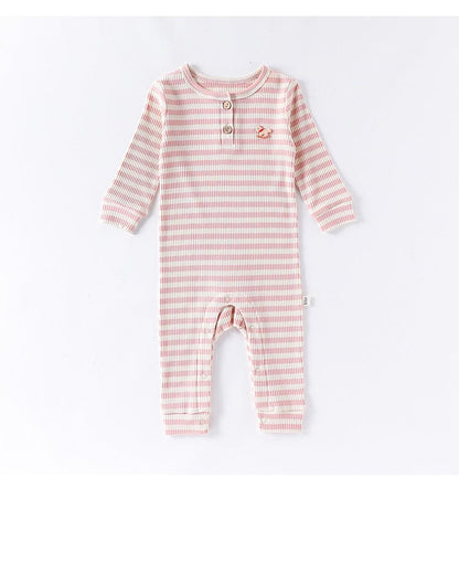 長袖ロンパース ボーダー長袖ジャンプスーツロンパース【mh0010731】