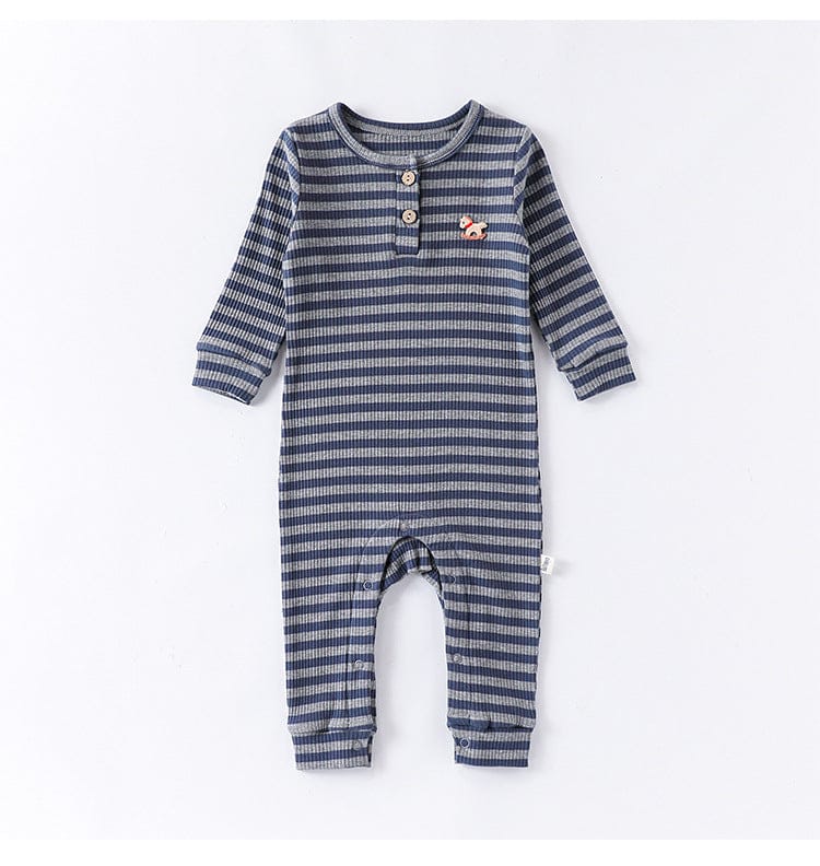 長袖ロンパース ボーダー長袖ジャンプスーツロンパース【mh0010731】