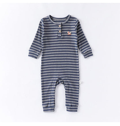 長袖ロンパース ボーダー長袖ジャンプスーツロンパース【mh0010731】