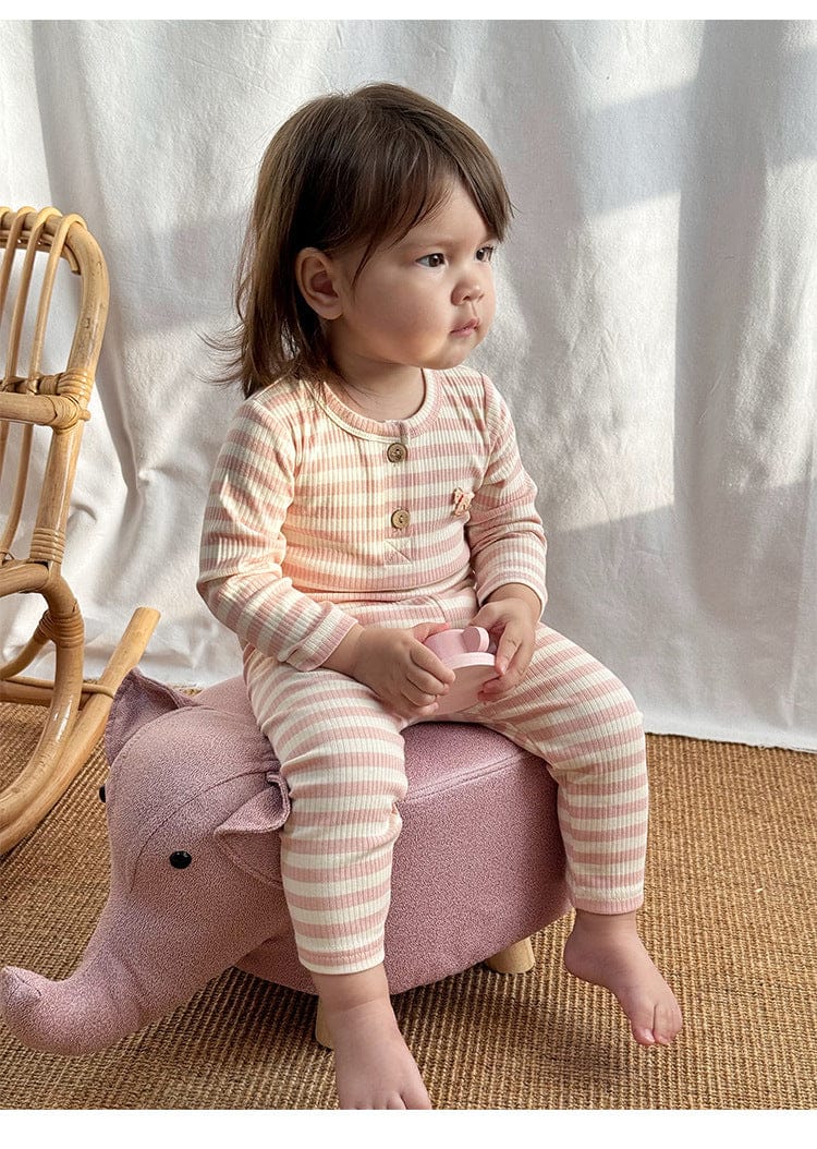 長袖ロンパース ボーダー長袖ジャンプスーツロンパース【mh0010731】