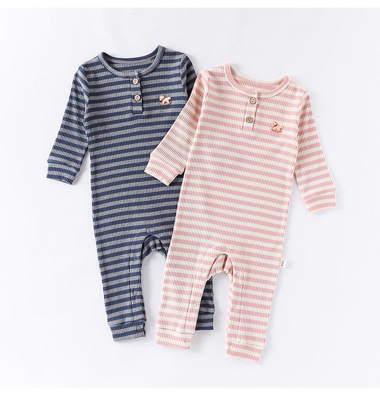 長袖ロンパース ボーダー長袖ジャンプスーツロンパース【mh0010731】