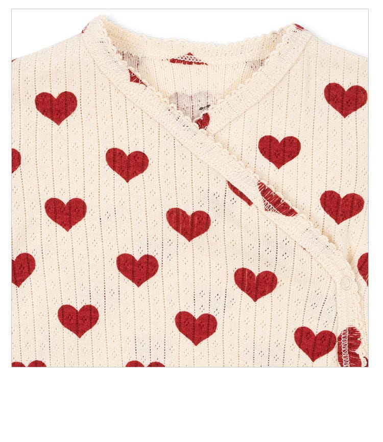 ロンパースセットアップ ハート/リボン長袖肌着ロンパース/ロングパンツ【mh0010732】