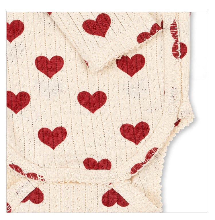 ロンパースセットアップ ハート/リボン長袖肌着ロンパース/ロングパンツ【mh0010732】