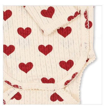 ロンパースセットアップ ハート/リボン長袖肌着ロンパース/ロングパンツ【mh0010732】