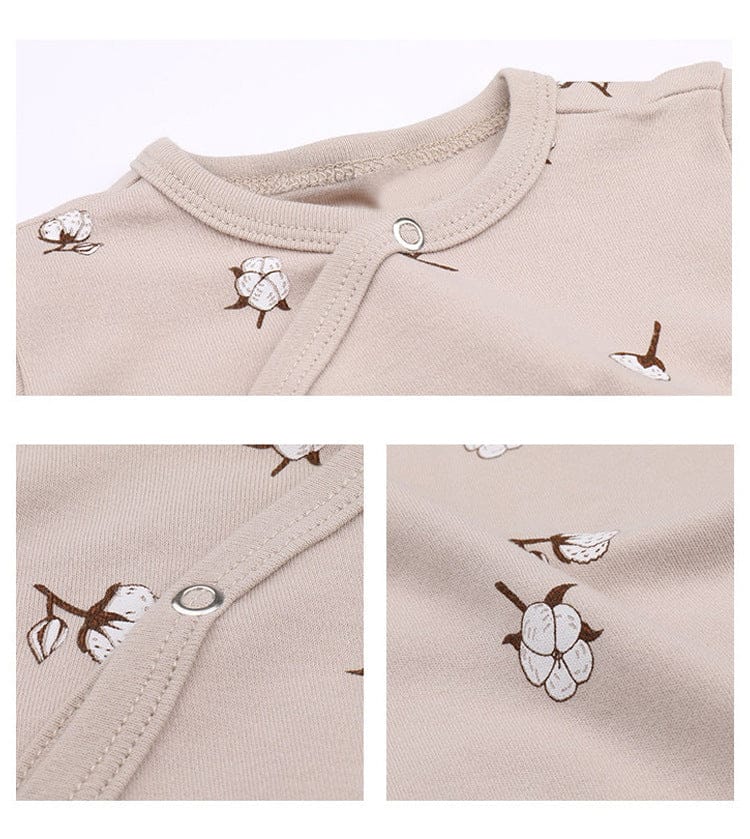 長袖ロンパース ムーン/オリーブ/コットン/ドット足付き長袖肌着ロンパース+ボンネット帽子セット【mh0010733】