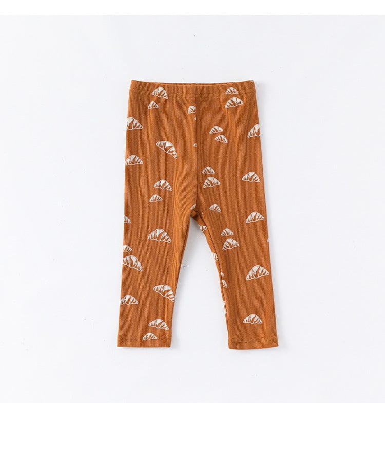 ロンパースセットアップ クロワッサン/バードプリント長袖ボディスーツ/ロングパンツ【mh0010737】