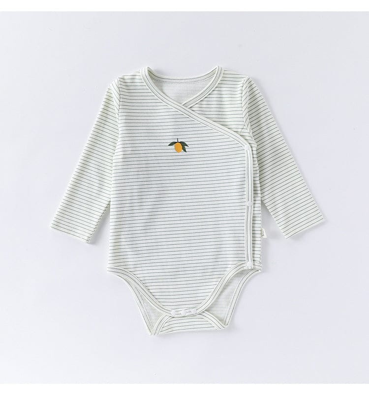 ロンパースセットアップ いちご/レモンボーダー長袖ボディスーツ/ロングパンツ【mh0010739】