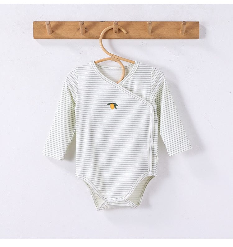 ロンパースセットアップ いちご/レモンボーダー長袖ボディスーツ/ロングパンツ【mh0010739】