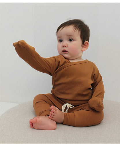 ロンパースセットアップ カクタス/ムーン/ボーダー/無地長袖ボディスーツ/ロングパンツ/ボンネット帽子【mh0010746】