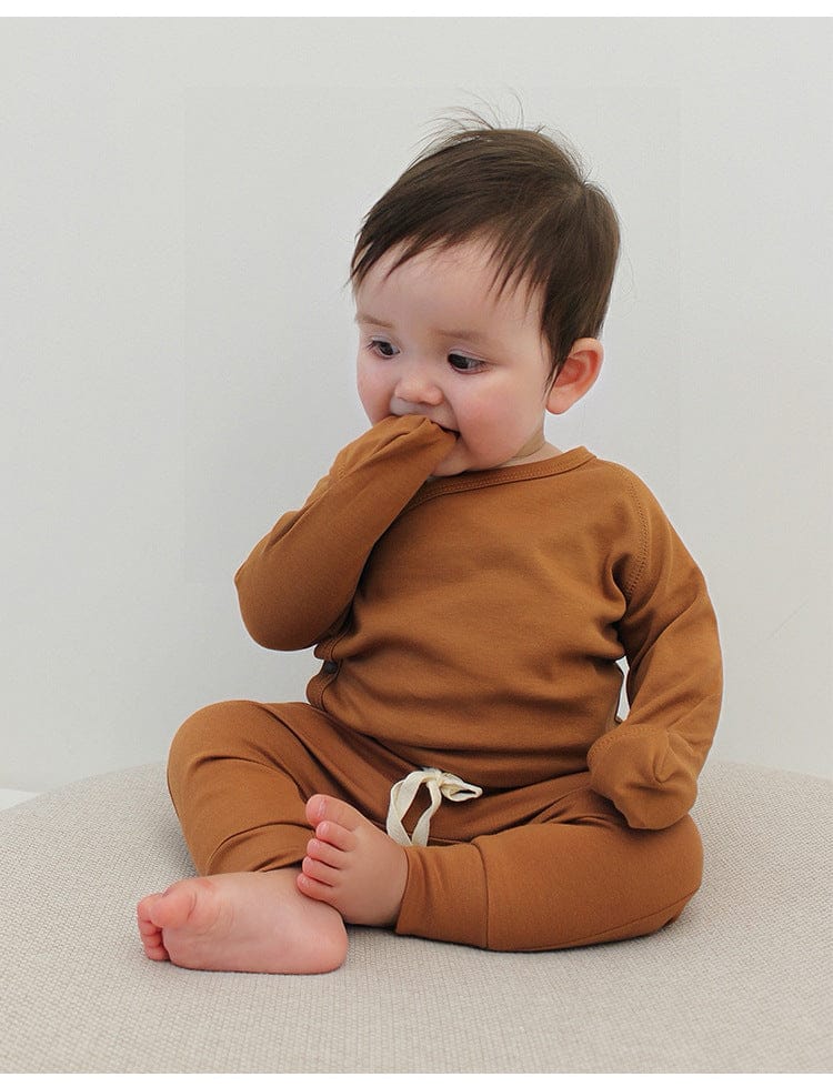 ロンパースセットアップ カクタス/ムーン/ボーダー/無地長袖ボディスーツ/ロングパンツ/ボンネット帽子【mh0010746】