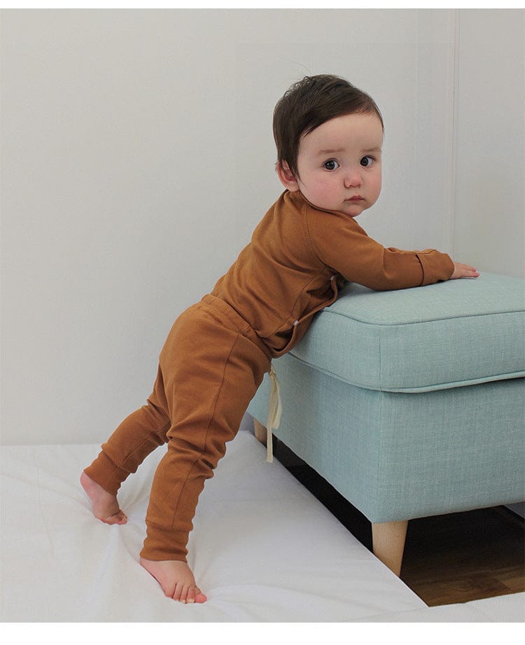 ロンパースセットアップ カクタス/ムーン/ボーダー/無地長袖ボディスーツ/ロングパンツ/ボンネット帽子【mh0010746】