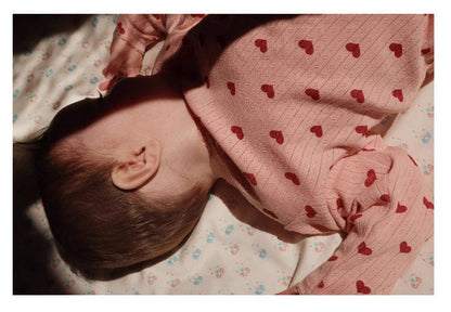 長袖ロンパース ハート/リボンプリント長袖ロンパース【mh0010747】